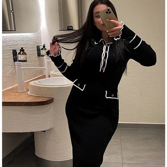 Chicgenes Lenore Carter Vintage Style Midi Dress, Black - Picture 4 of 4